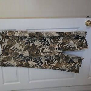 Hot Cotton Brown and Cream Tropical Print Boho Pants